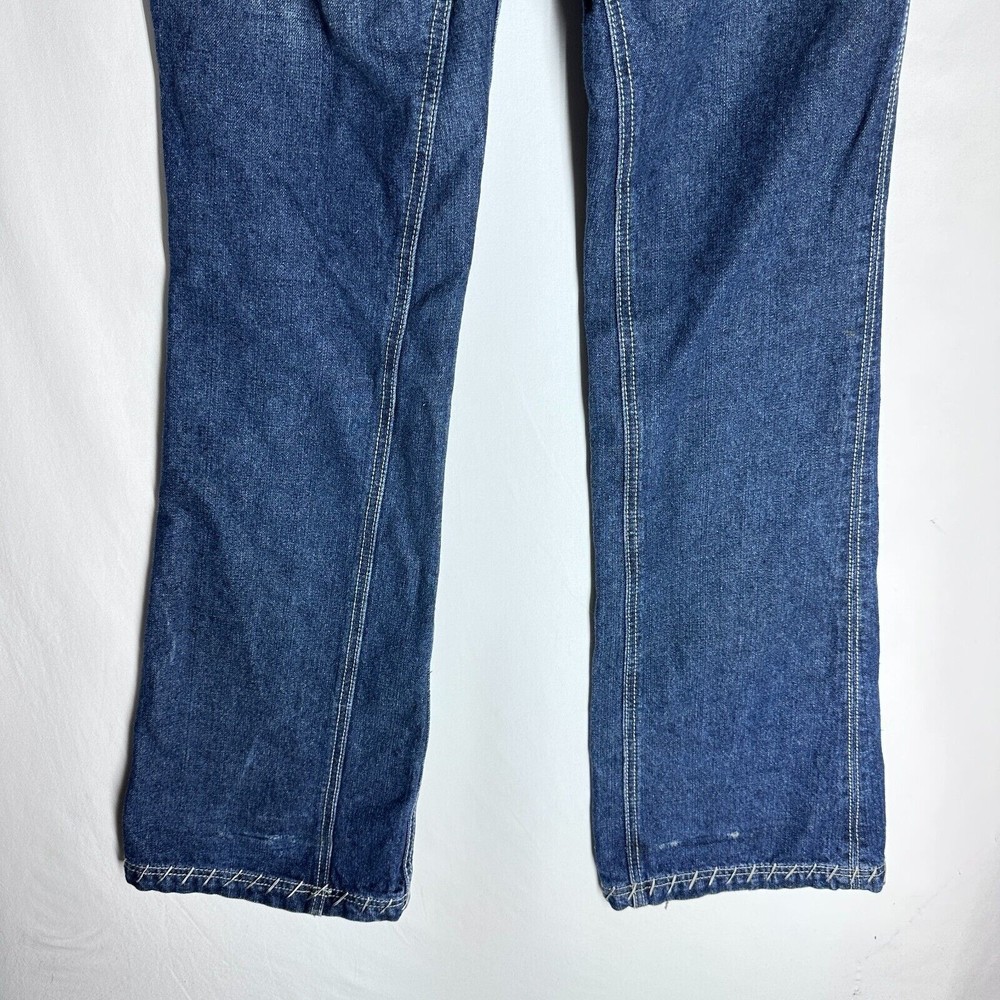 Antik Womens Denim Y2K Mid-Rise Blue Distress Patchwork Cow Girl Jeans Size 32 - Picture 7 of 10